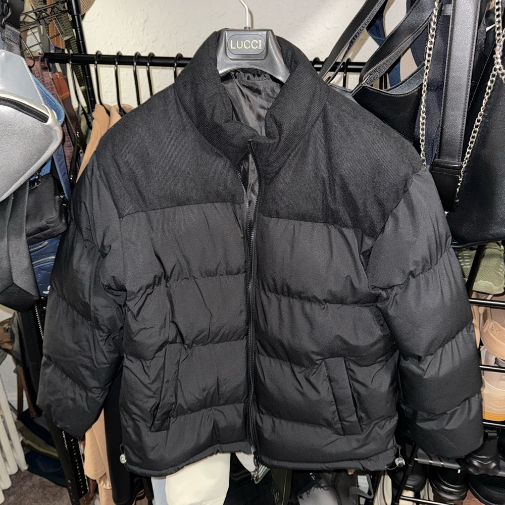 Black Puffer Jacket for Men - Picture 2 of 6